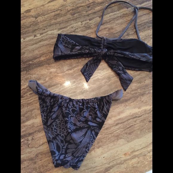 RASINS TWO PIECE  BLACK AND GREY SEXY BIKINI Med - Picture 2 of 7